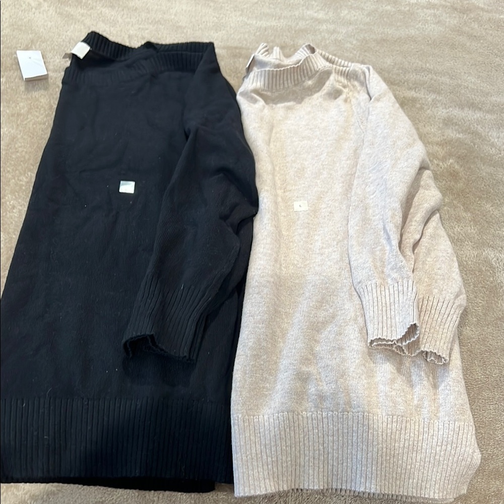 LOFT Black and Cream Cowl and Turtleneck Sweaters